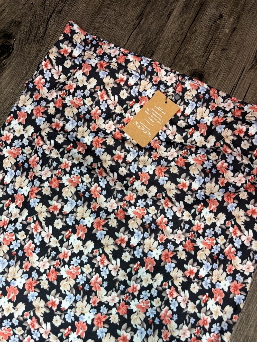 SHEIN X Frenchy Black Ditsy Floral Ruched Side-Slit Pencil Skirt Pull On Stretch - Picture 7 of 10